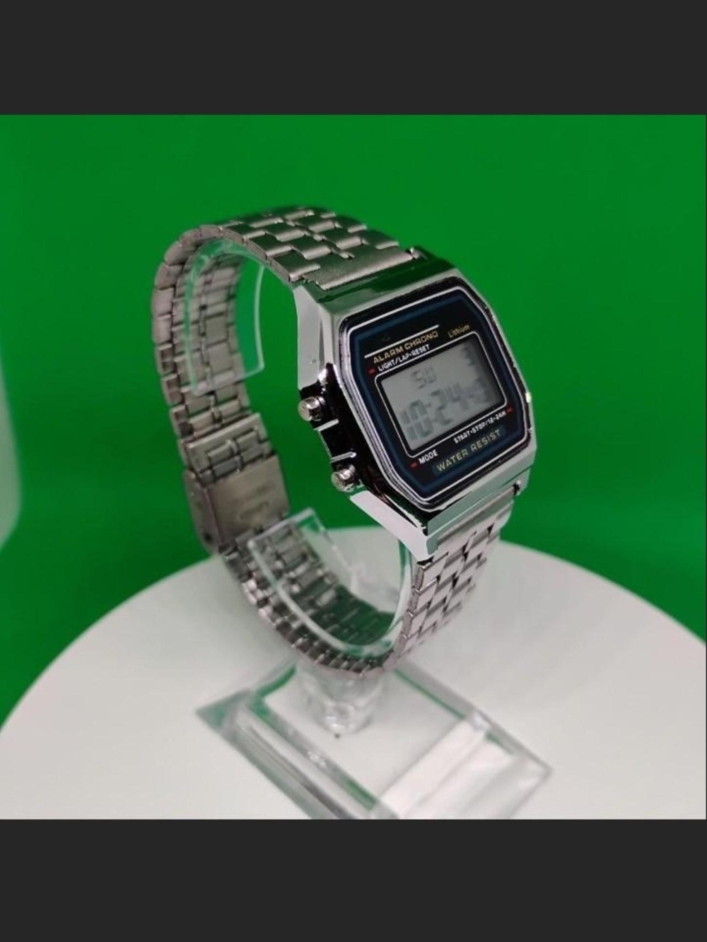 Silver Retro Digital Stainless Steel Watch - Sleek Everyday Timepiece